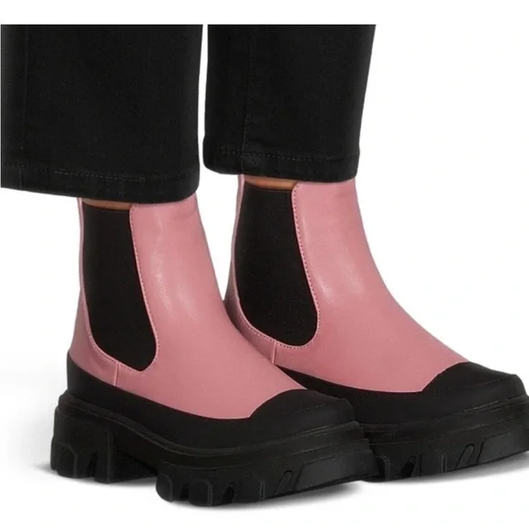 Portland Boot Company Pink&Black Streetwear Vegan Chelsea Boots, Size 8.5 - Picture 7 of 7
